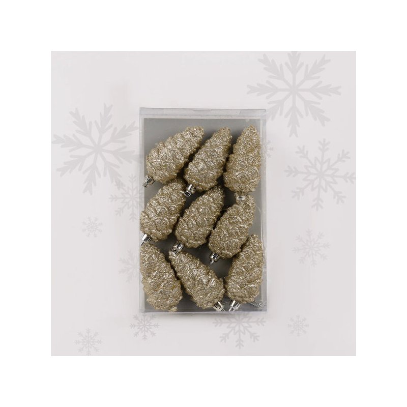9cm Pinecone Pack Gold