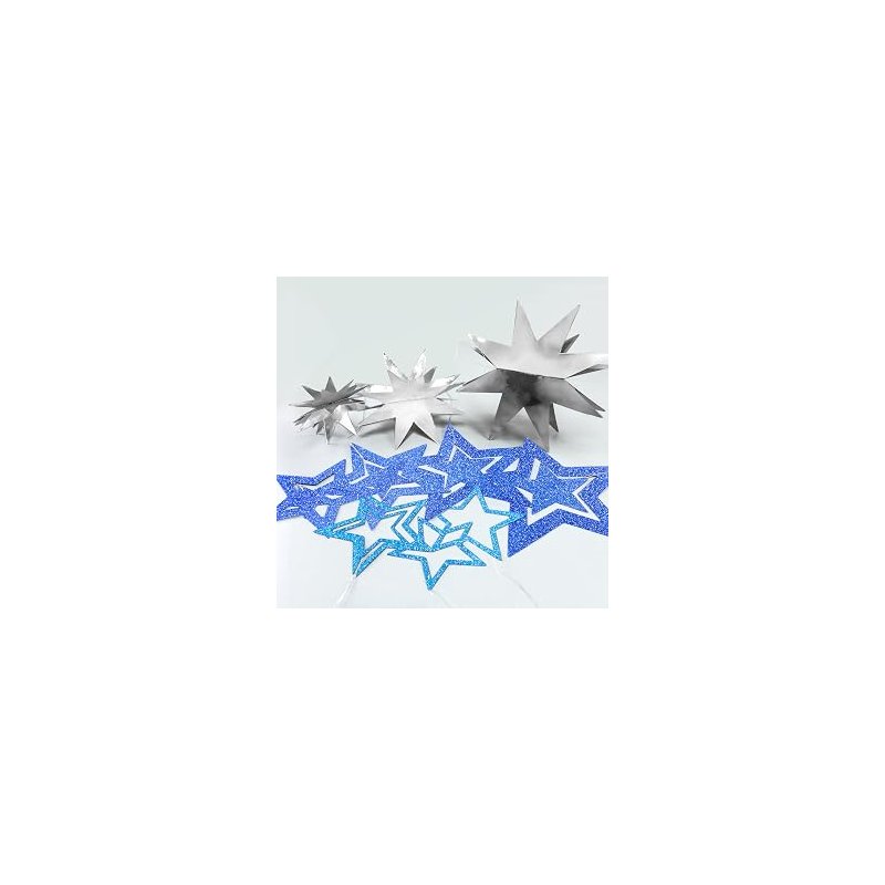 Blue & Silver Star 9cm 4pc Pack