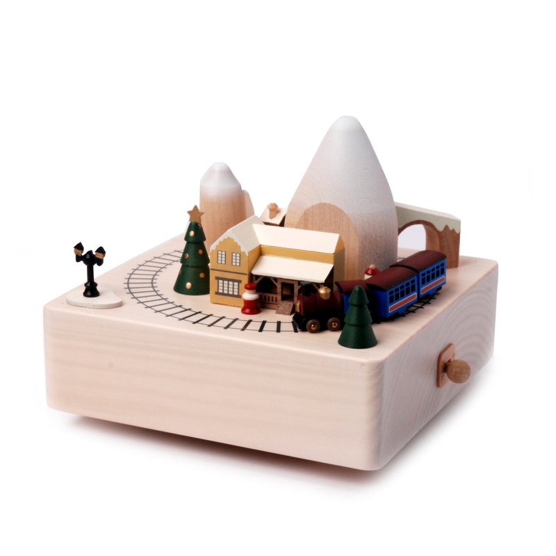 Wooden Christmas Train Music Box